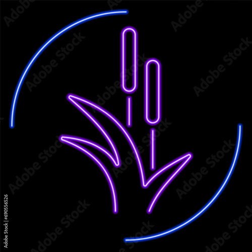 reed neon sign, modern glowing banner design, colorful modern design trends on black background. Vector illustration.