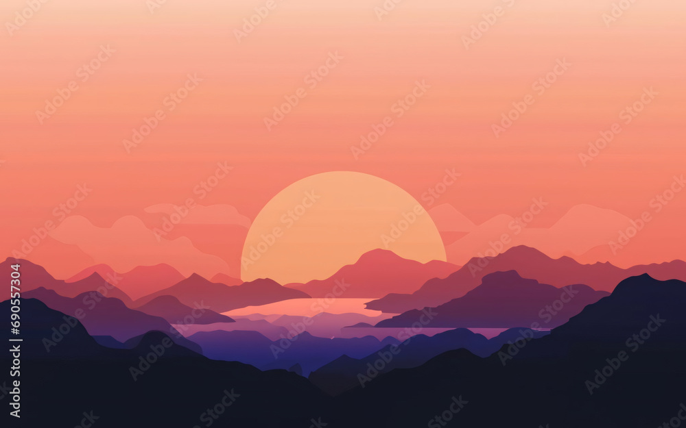 Sunset Orange, Coral Reef, and Rose Gold Abstract Background with Grain Noise. Gradient of Warmth and Dusk Radiating Calmness and Tranquility. Textured and Vibrant for Creative Designs.