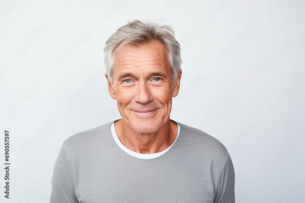 Portrait of a smiling senior man looking at camera isolated on grey background Portrait of a smiling senior man looking at camera isolated on grey background