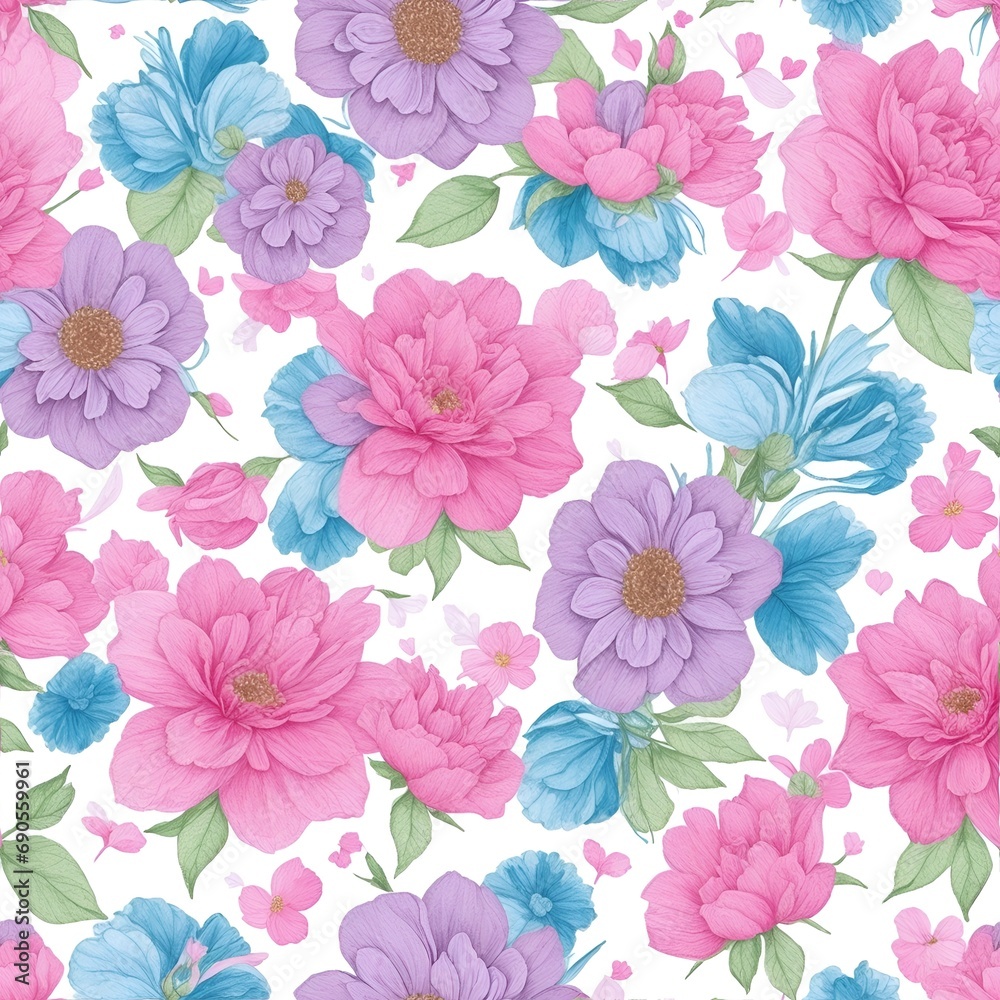 Fototapeta premium beautiful floral flower seamless pattern background for premium product ai generated