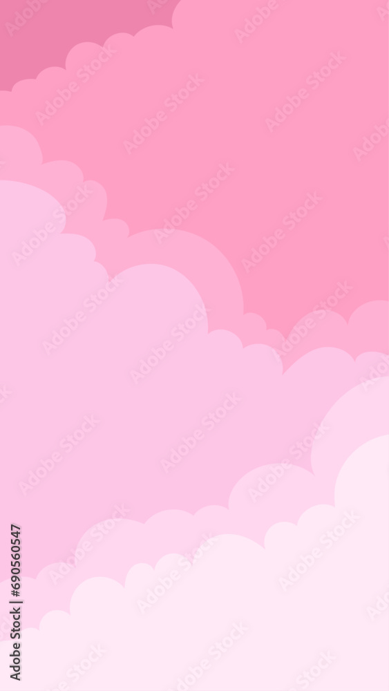 かわいいピンク色の雲のグラデーション　9：16　縦長背景素材