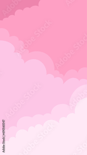 かわいいピンク色の雲のグラデーション　9：16　縦長背景素材