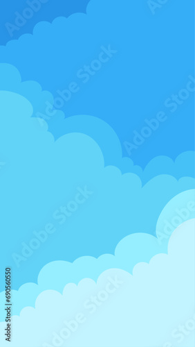 かわいい水色の雲のグラデーション 9：16 縦長背景素材