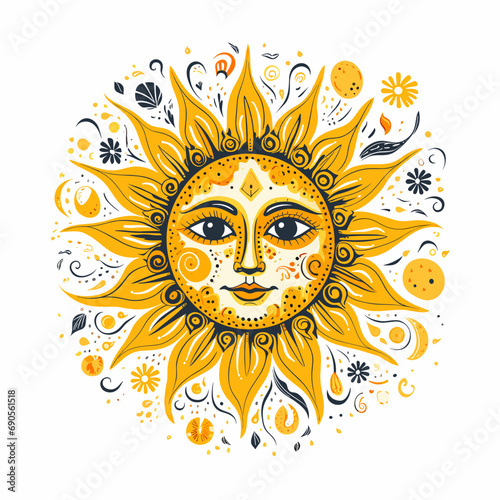 Sun cartoon character  vector