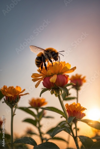 A Bee Perched on a Vibrant Yellow Flower