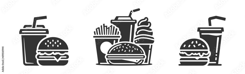 Fast food icon. Vector illustration - obrazy, fototapety, plakaty 