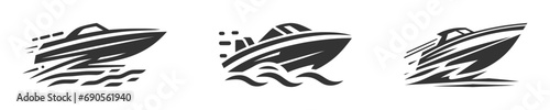 Motorboat logo. Boat icon. Vector illustration