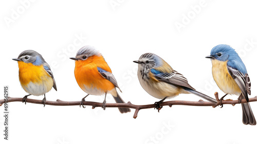 Set of Blue-fronted Redstart Birds Isolated on Transparent or White Background, PNG © Custom Media