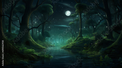 Forest on a moonlit night © Daniel