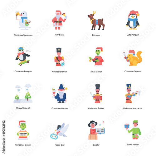 Modern Collection of Christmas Celebration Flat Icons   