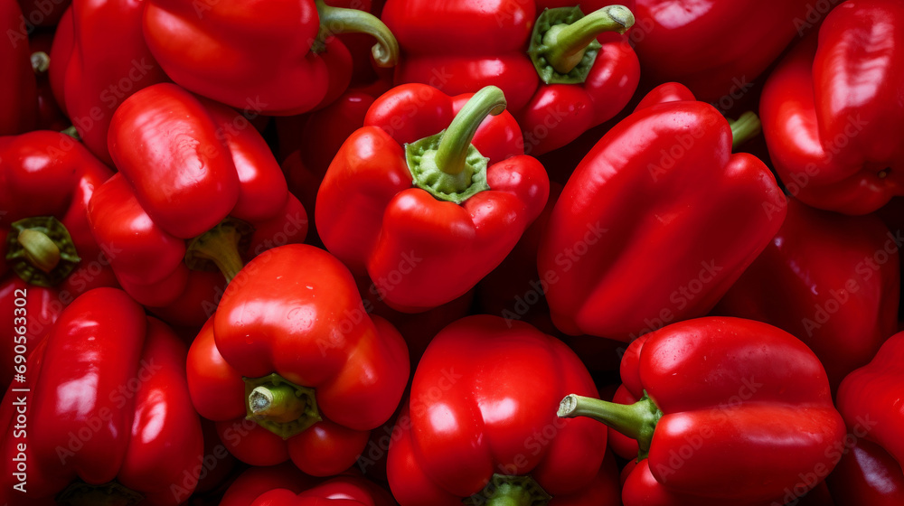 Healthy, natural and red pepper background in studio for farming, organic produce and lifestyle. Fresh, summer food and health meal closeup for eco farm market, fibre diet and vegetable agriculture Healthy, natural and red pepper background in studio for farming, organic produce and lifestyle. Fresh, summer food and health meal closeup for eco farm market, fibre diet and vegetable agriculture