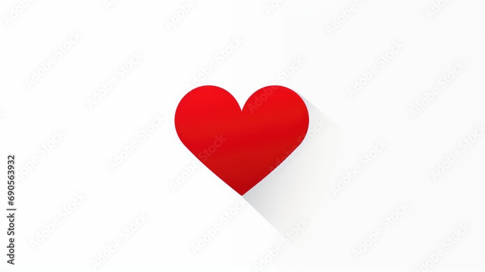 Love symbol on white background. Big red heart on 14 February. Valentines day holiday. Lovely romantic sign. Greeting postcard decoration. Heart shape flat icon art illustration.