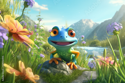 cute cartoon happy frog
