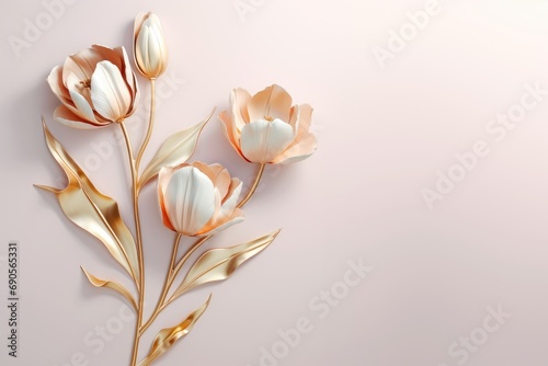 Tulip branches on elegant pastel background. Wedding invitations  greeting cards  wallpaper  background  printing  poster  social ads  banner