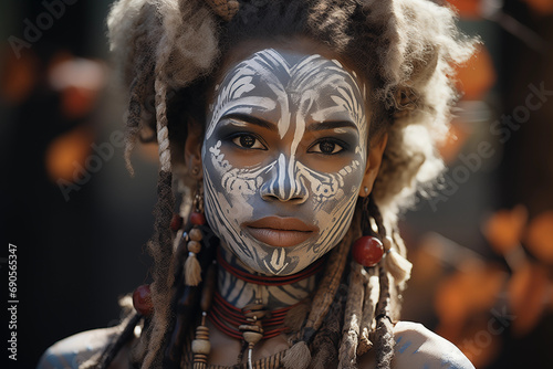 eye-catching photo in cinematic style showcasing a person with vitiligo in traditional attire, celebrating cultural diversity and individuality, photo