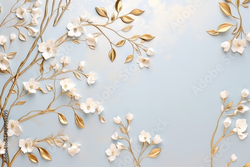 White jasmine branches on elegant pastel background. Wedding invitations  greeting cards  wallpaper  background  printing