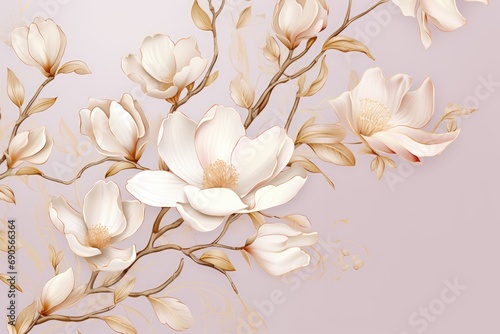 Magnolia branches on elegant pastel background. Wedding invitations  greeting cards  wallpaper  background  printing