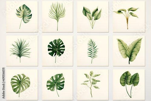 seamless pattern green plants, leaves 