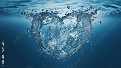 A picturesque depiction of water splashes gracefully converging to form a heart-shaped symphony  created
