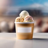 Container of ice cream, blank generic product packaging mockup photo