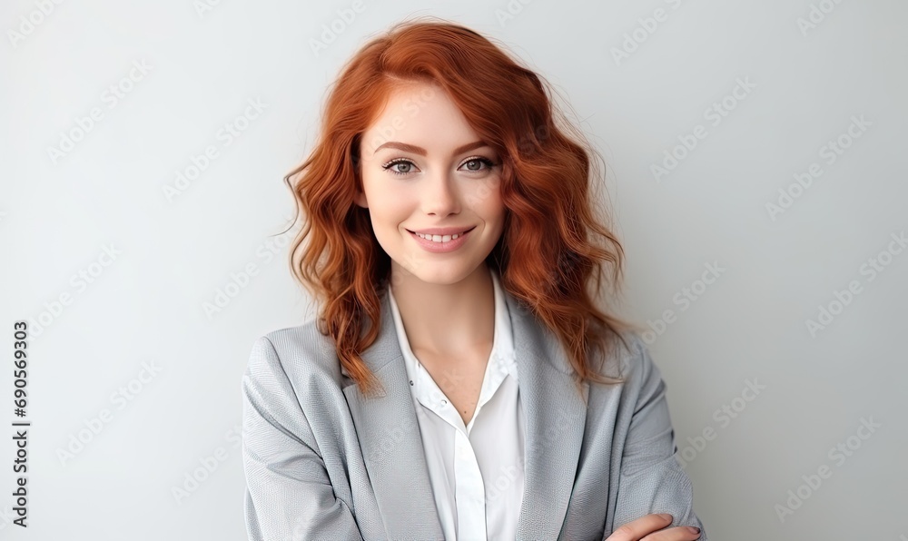 Vibrant and Striking Portrait of a Red-Haired Woman Captivating the Camera