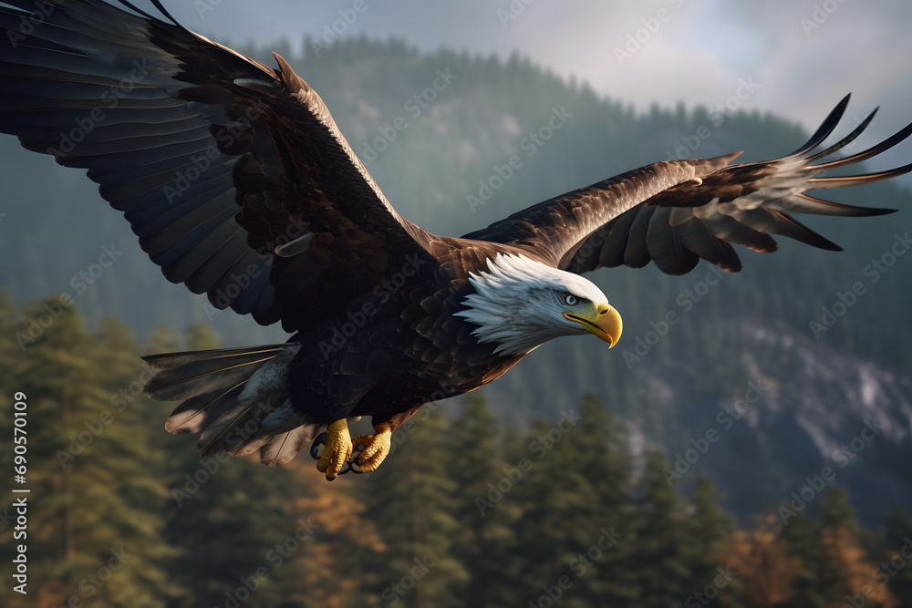 Fototapeta premium bald eagle in flight. 