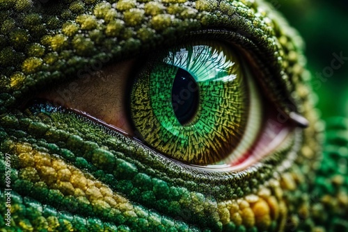 Close-Up of a Green Lizard's Eye