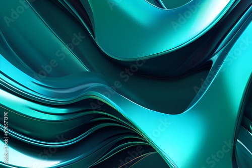 A blue and green background with a blue wave, Modern Blue Wave Design on Cool Green Palette. Generative AI. 