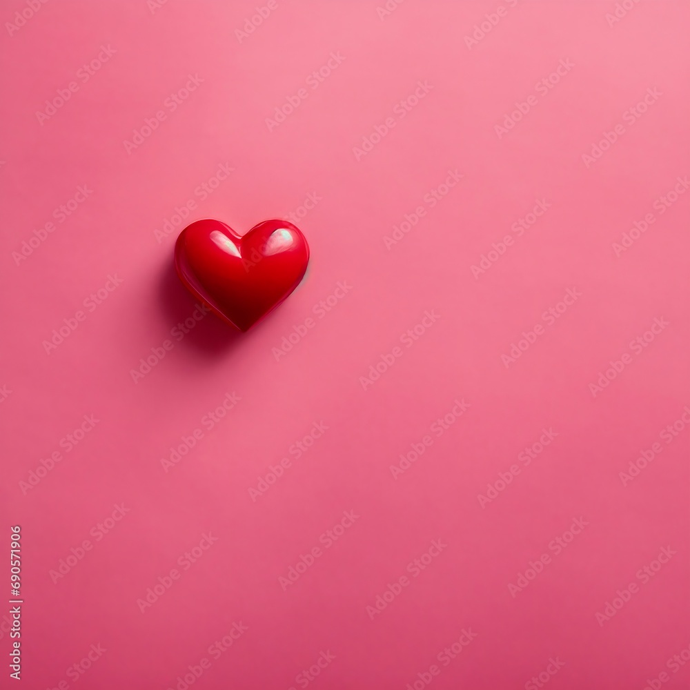 Red Heart on Pink Background