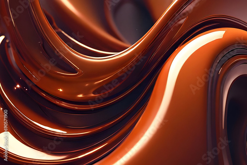 chocolate abstract background with waves, Chocolate Flow Abstract Background. Generative AI. 