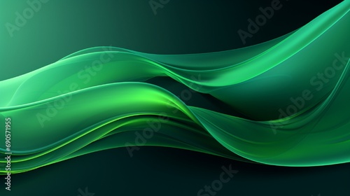 Green abstract composition with flowing design