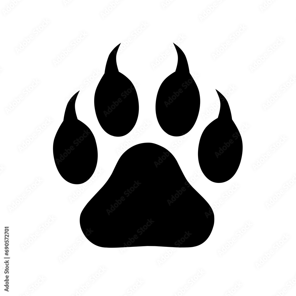 vector icon of animal paw prints with claws.animal footprint icon - obrazy, fototapety, plakaty 