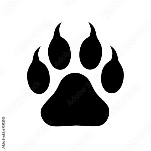 vector icon of animal paw prints with claws.animal footprint icon photo
