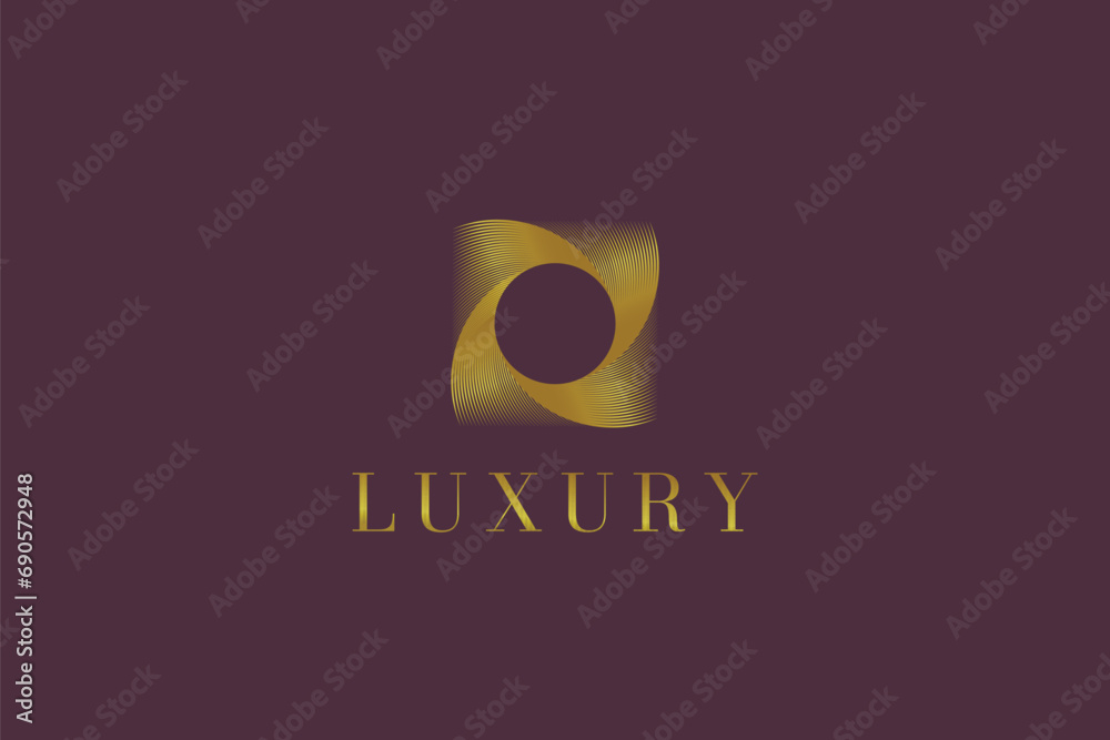 Gold Luxury Logo Hole at Square Blending Line Concept for Business Hotel Fashion Boutique Gem Jewelry Beauty Cosmetic Gold Luxury Logo Hole at Square Blending Line Concept for Business Hotel Fashion Boutique Gem Jewelry Beauty Cosmetic