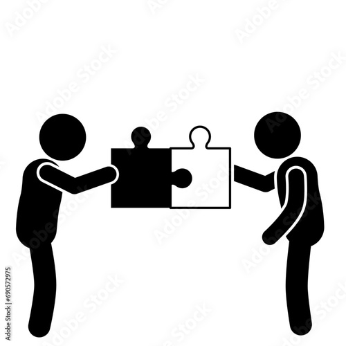 vector illustration of stick figures and stickmen discussing developing strategies to solve problems