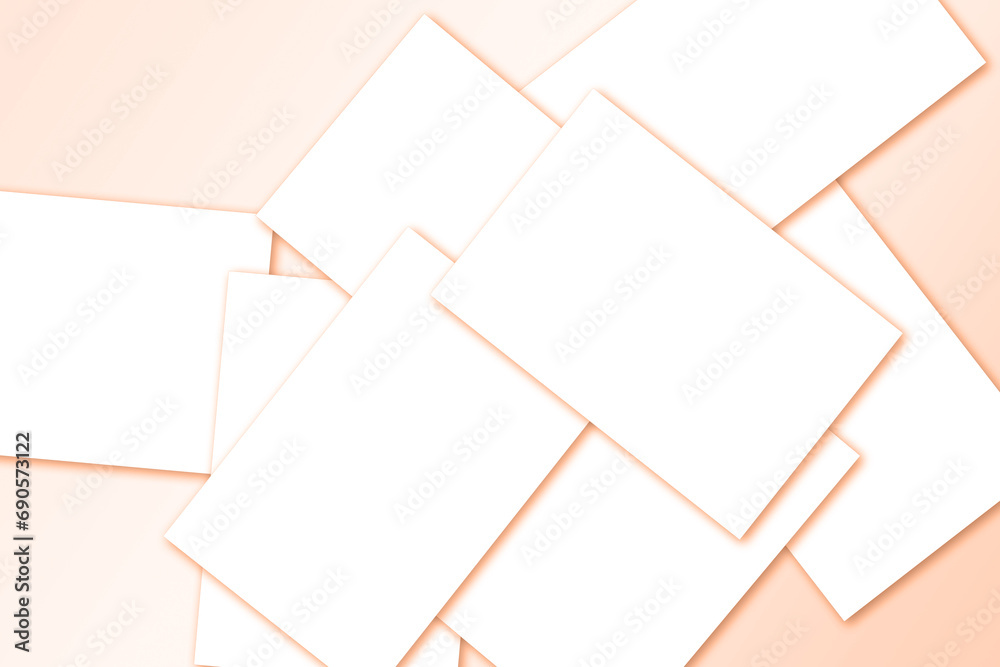 Several sheets of paper. Mockup for print, advertising, social networks, presentations. Peach Fuzz color. Several sheets of paper. Mockup for print, advertising, social networks, presentations. Peach Fuzz color.