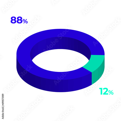 12 88 3d donut pie chart illustration eps vector 