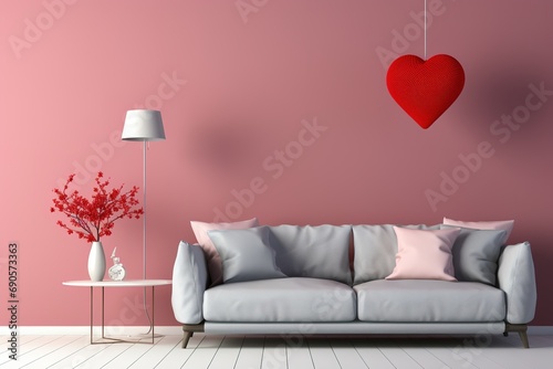 living room style valentine's day banner interior design, generative ai.
