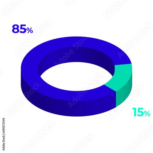 15 85 3d donut pie chart illustration eps vector 