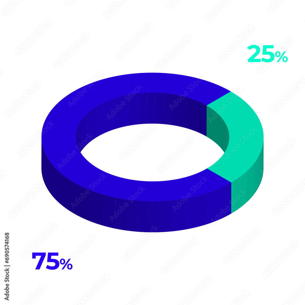 25 75 3d donut pie chart illustration eps vector 25 75 3d donut pie chart illustration eps vector