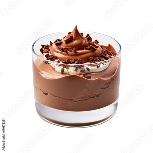 chocolate mousse in a glass cup isolated on transparent background Remove png, Clipping Path, pen tool photo