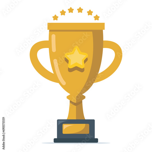 Golden winner's trophy icon. The golden trophy vector is a symbol of victory in a sports event. Golden trophy illustration.