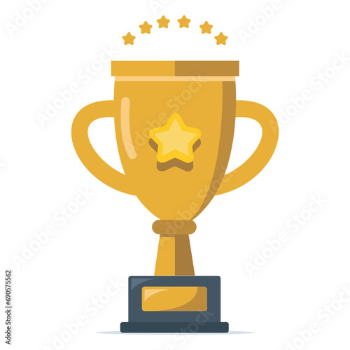 Golden winner's trophy icon. The golden trophy vector is a symbol of victory in a sports event. Golden trophy illustration.