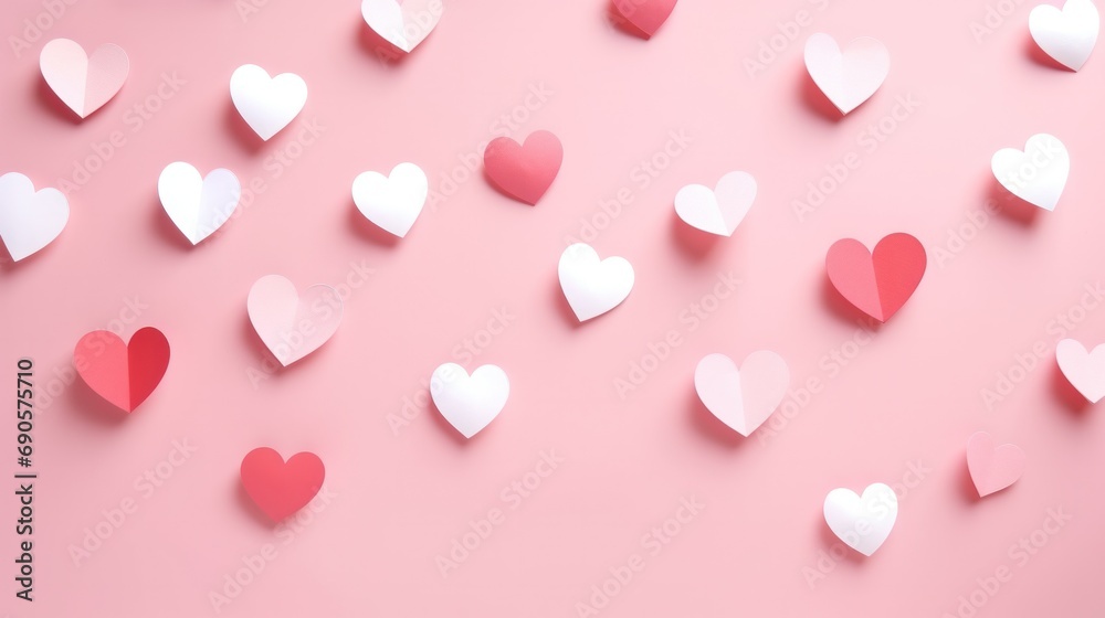 Beautiful hearts made of paper on pink background for National Sweetest Day.