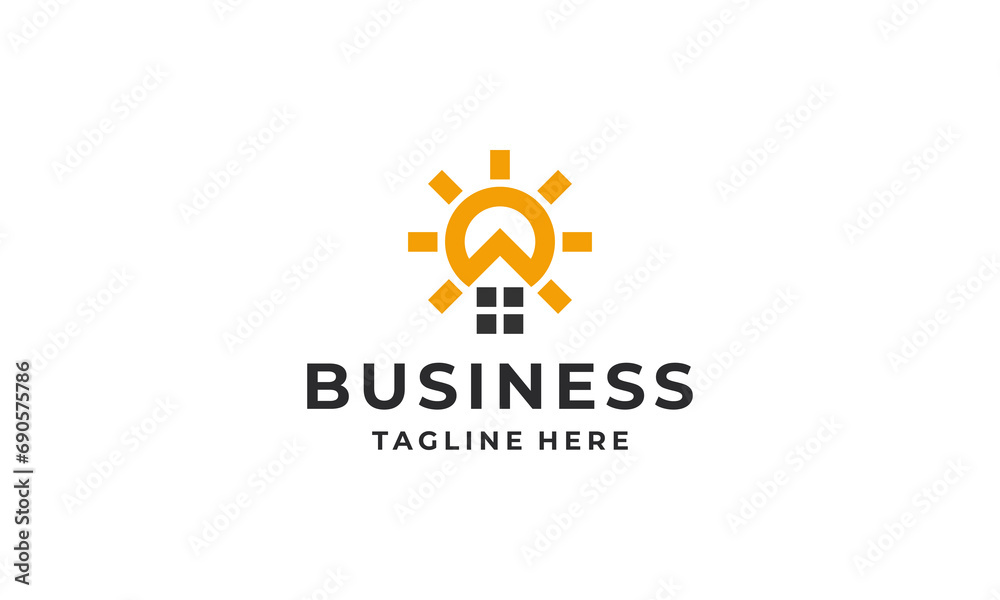 Home & Sun simple abstract logo design vector Home & Sun simple abstract logo design vector