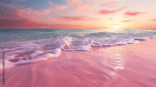 Pink beach sunset view background