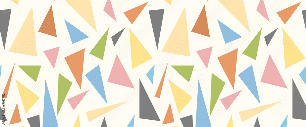 Simple triangles pattern. Geometric boho color pattern.