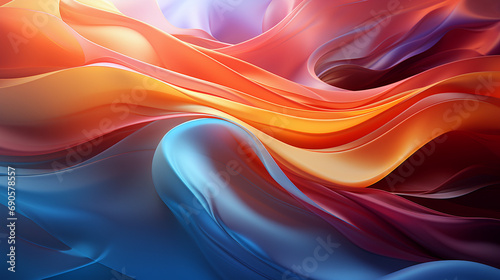 Colorful wavy background, luxurious fabric texture, abstract background design.Vibrantly colored abstract art representing rhythmic patterns.Ai 
