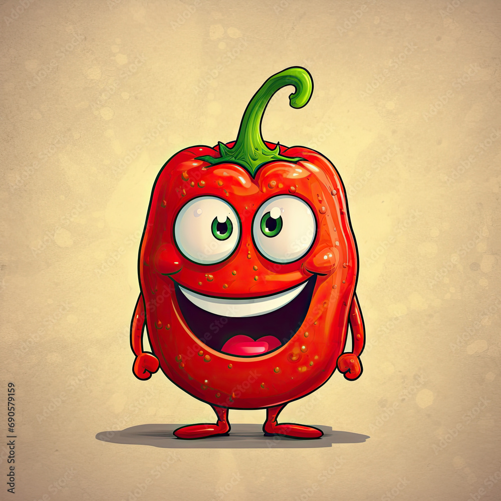 3D Illustration of capsicum character that is drawn in cartoon style, AI Generated