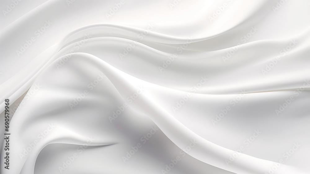 White satin silky warped cloth. Soft textile drape with creases. Clean concept. Generative AI White satin silky warped cloth. Soft textile drape with creases. Clean concept. Generative AI